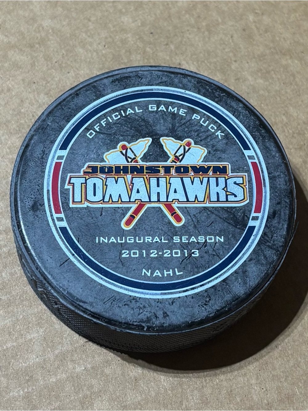 Johnstown Tomahawks 2012 2013 Inaugural Season Official Game Puck